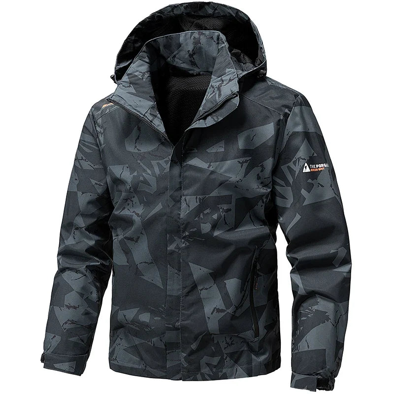 Softshell Outdoor Jacket Men Zip Up Hooded Waterproof Jacket Hiking Camping Windbreaker Lightweight Spring Autumn Coats