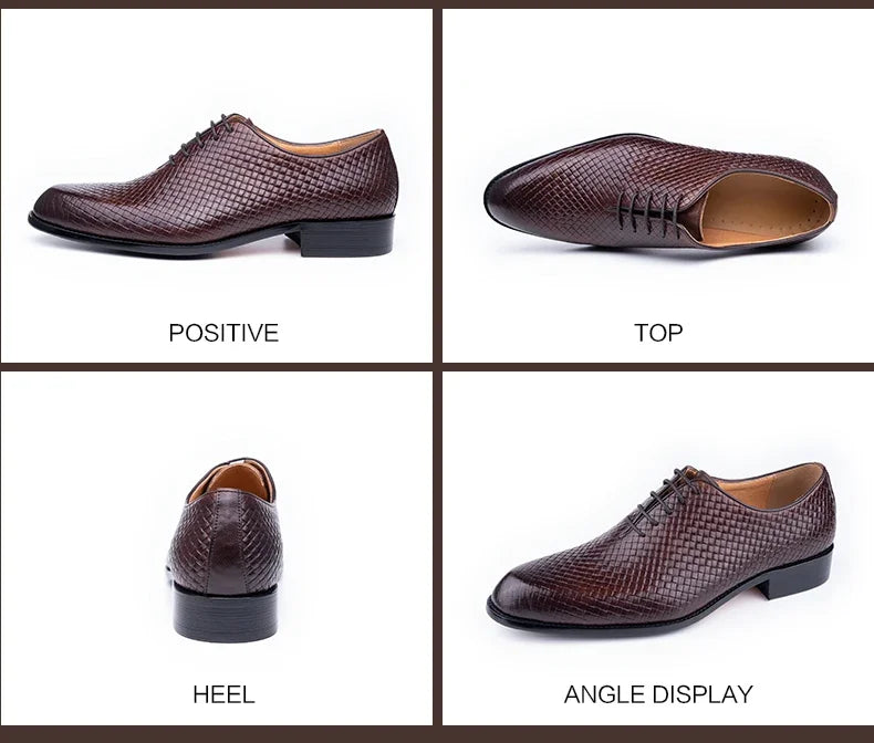 Luxury Genuine Leather Shoes Men Oxford Casual Business Office Shoes Comfortable Formal Lace Up Pointed Toe Dress Wedding Shoes