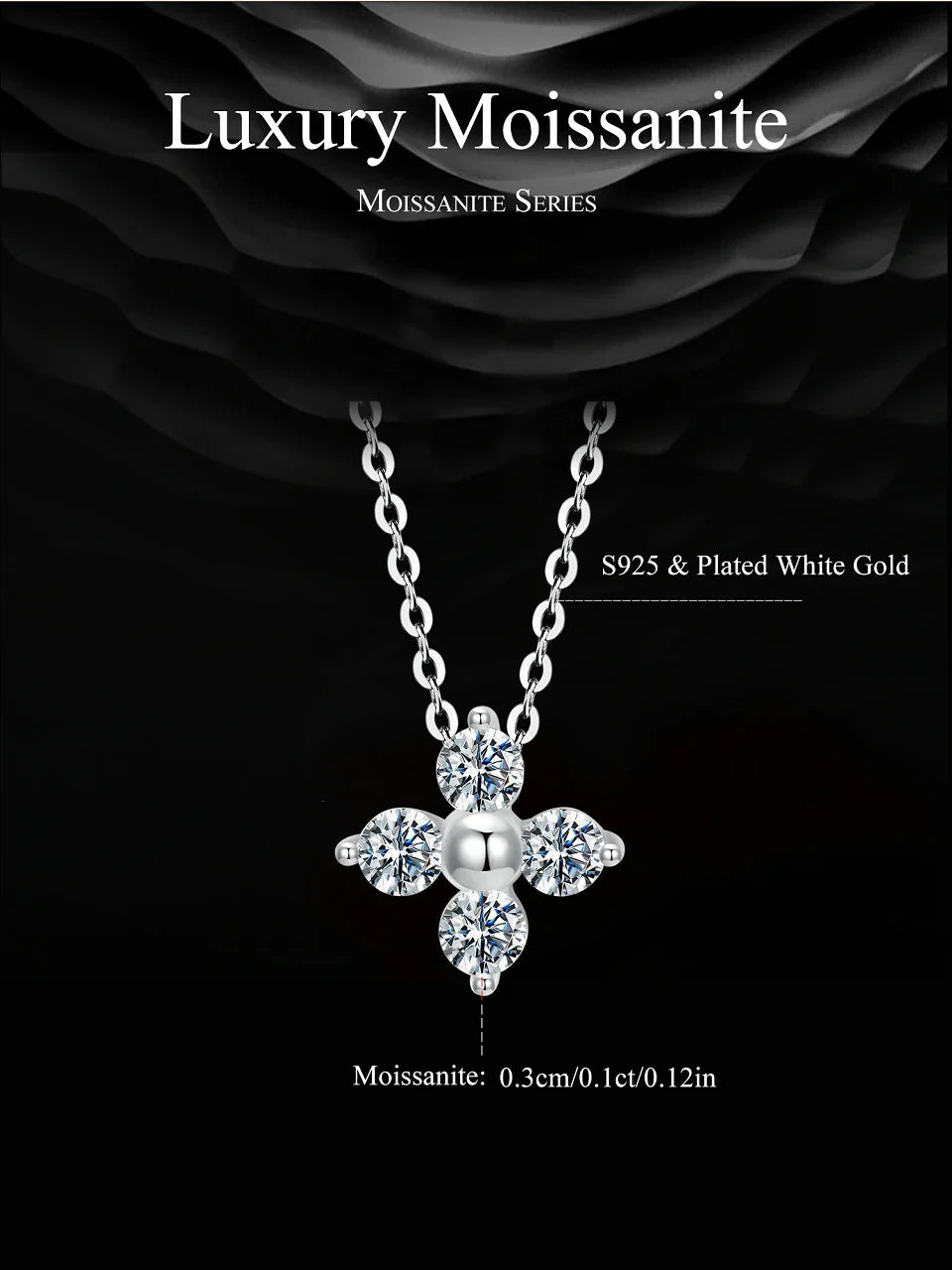 Shiny Moissanite Flower Pendant Necklace For Women Wedding Party S925 Silver with White Gold Plating Jewelry MSN038