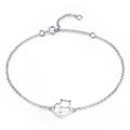 100% 925 Sterling Silver Cat And Heart Link Chain Bracelets & Bangles for Women Authentic Silver Jewelry Gift 3 Colors