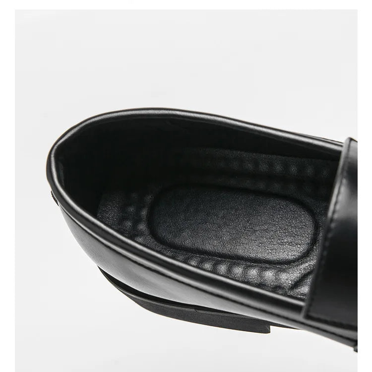 Men's Large Size Thick Bottom Heightening Painted Surface Slip-On Loafers Shoes with Rubber Sole And Ultra Leather Material