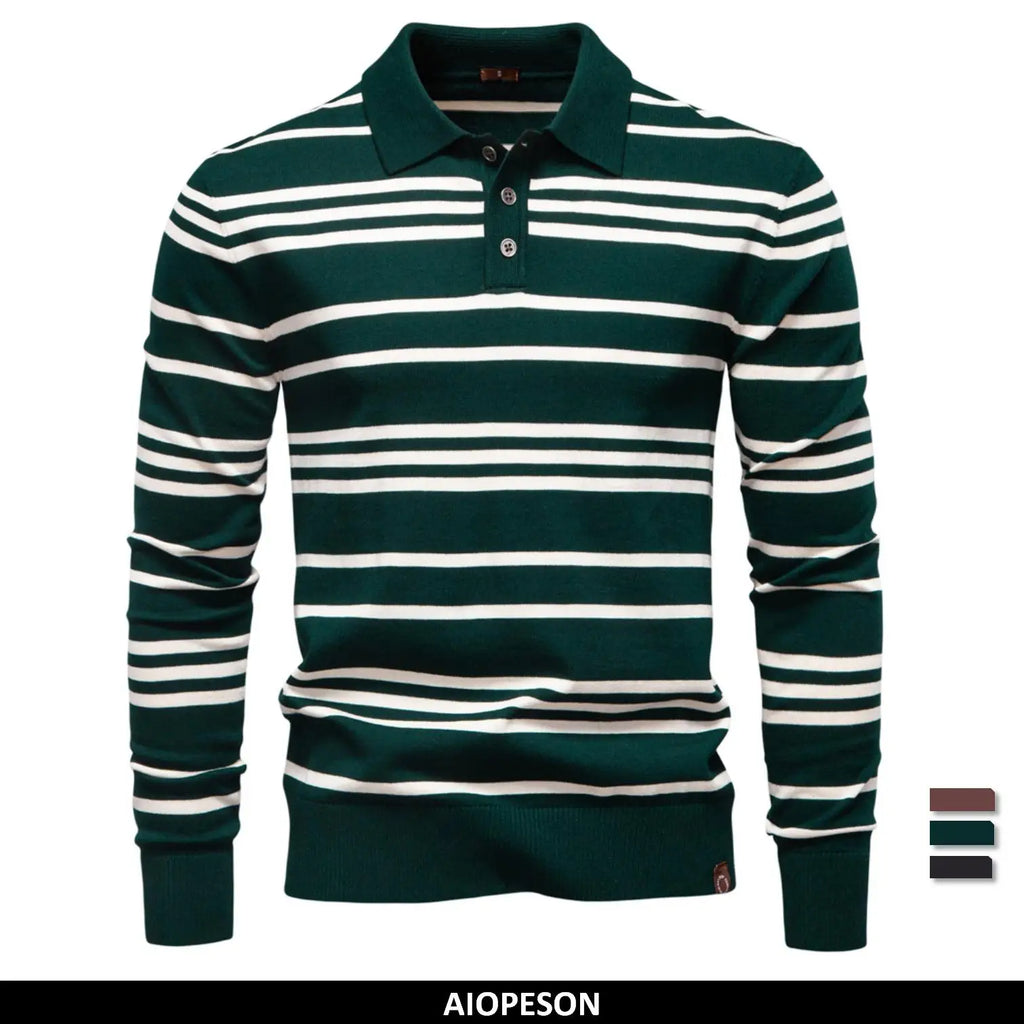 2025 Color Block Polo Men Striped Long Sleeve New Autumn Designer Social Business Premium T-shirts Male