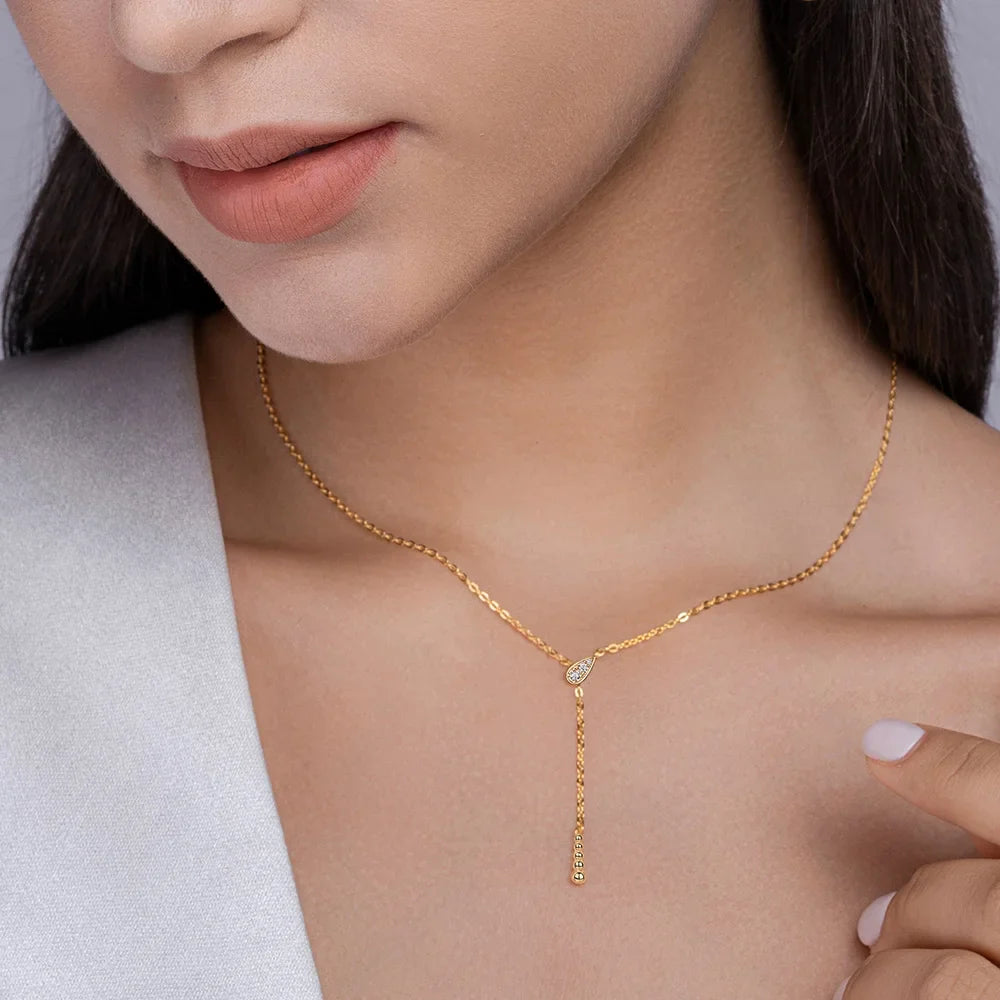 Y-shaped Moissanite Pendant Necklace for Women 925 Sterling Silver Plated 18K Gold Neck Chain Birthday Party Gifts Fine Jewelry