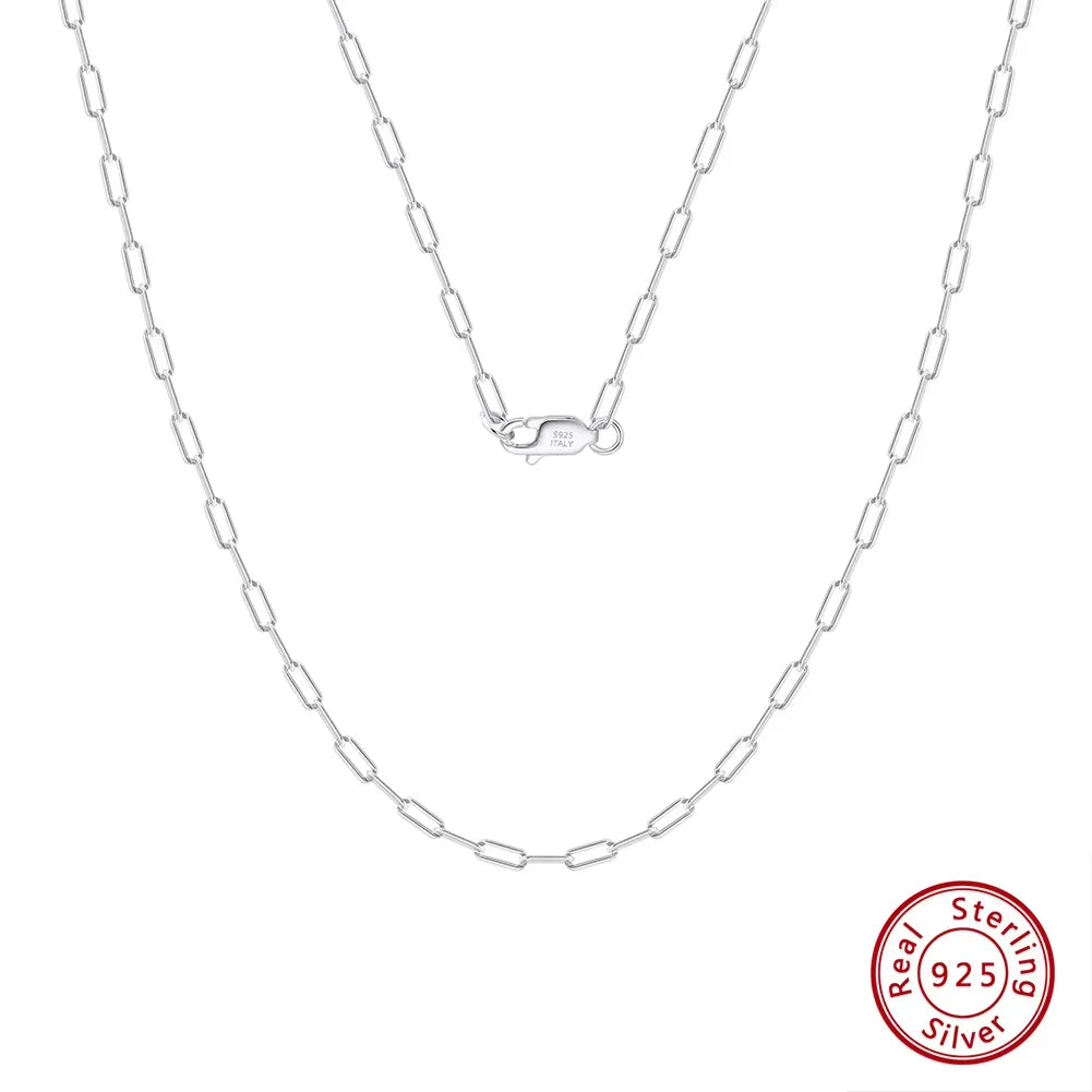 14K Gold 925 Sterling Silver 1.8mm Paperclip Neck Chain Fashion Link Chain Necklaces for Women Dainty Jewelry SC39