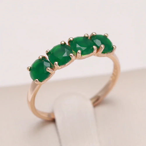 خاتم ذهب وردي عيار 18 قيراط 100% للنساء، خاتم من الزمرد الطبيعي، مجوهرات Anillos De Bizuteria Anillos Mujer، خواتم ذهب مرصعة بالأحجار الكريمة مع علبة