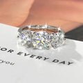 14k Gold Filled Three Stone Ring 8mm&6.5mm D Color Round Moissanite Certified Engagement Wedding Jewelry for Women Rings
