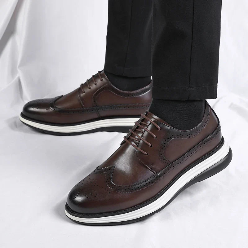 High End British Style Office Business Dress Shoes Men's Casual Leather Thick Soled Simple Walking Shoes Fashion Oxford Shoes