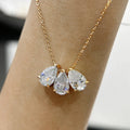 3-Stones Waterdrop Moissanite Pendant Necklace for Women S925 Silver Pear Cut Diamond Neckchain with Certificates Fine Jewelry