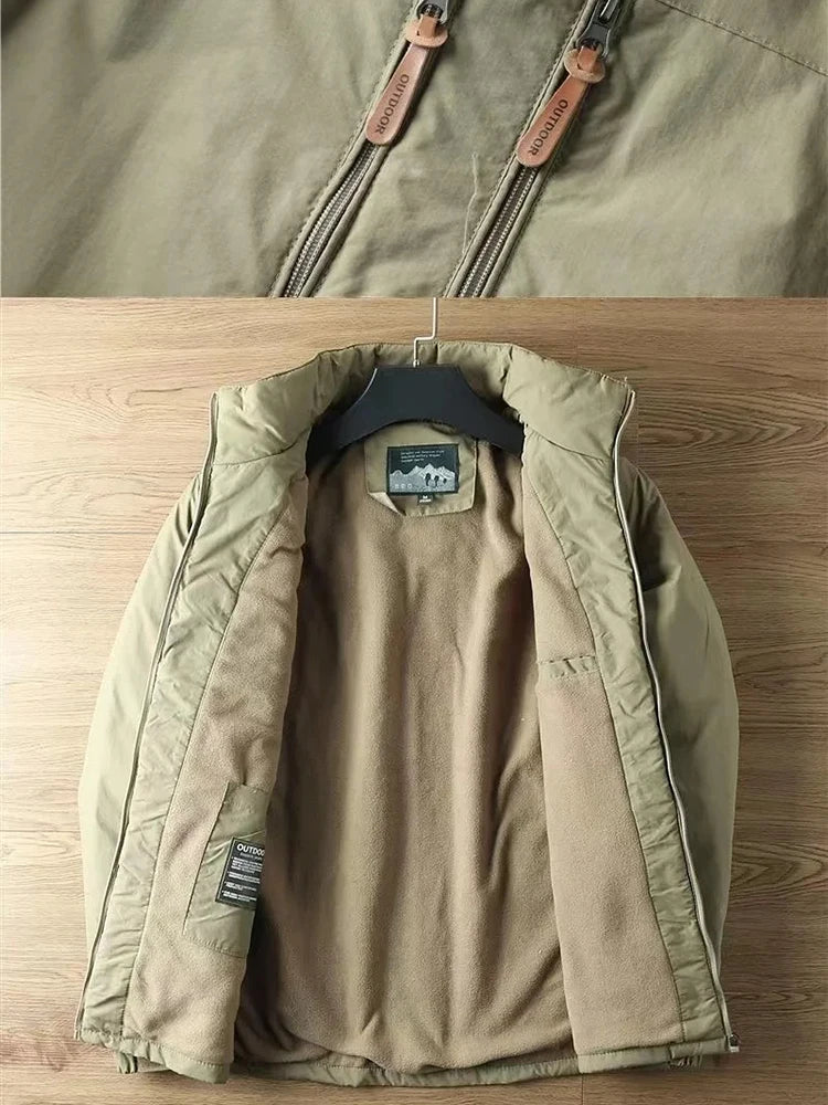 Autumn And Winter Padded And Thickened Outdoor Punching Jacket Casual Warm Tactical Plus Size Jacket Solid Colour Men's Clothing