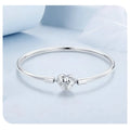 Genuine 925 Sterling Silver Charm Glossy Bracelet Heart/Shell Clasp Basic Bangle Star Spacer Beads for Women DIY Jewelry