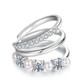 Mono 3-layered Moissanite Ear Cuff 925 Sterling Silver Freshwater Pearl Ear Clip for Women Teens Original Elegant Jewelry
