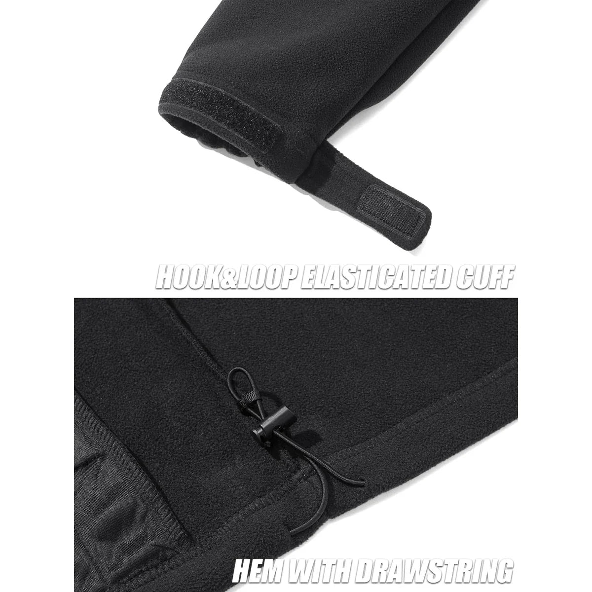 Men's Thermal Warm Fleece Jacket Stand Collar Full Zip Windbreaker Multiple-pockets Outerwear Working Hiking Coat