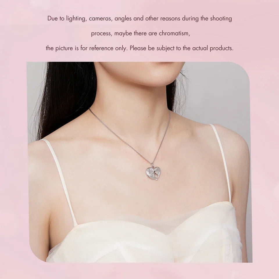 925 Sterling Silver Mother and Daughter Heart Shape Pendant Necklace for Women Birthday Mother's Day Gift Fine Jewelry
