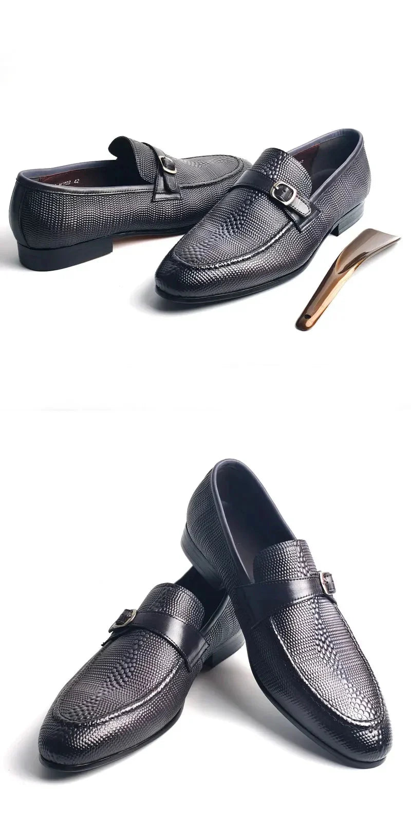 Luxury Men's Genuine Leather Loafers Buckle Slip-On Dress Shoes for Wedding, Party & Business Premium Comfort Casual Shoe