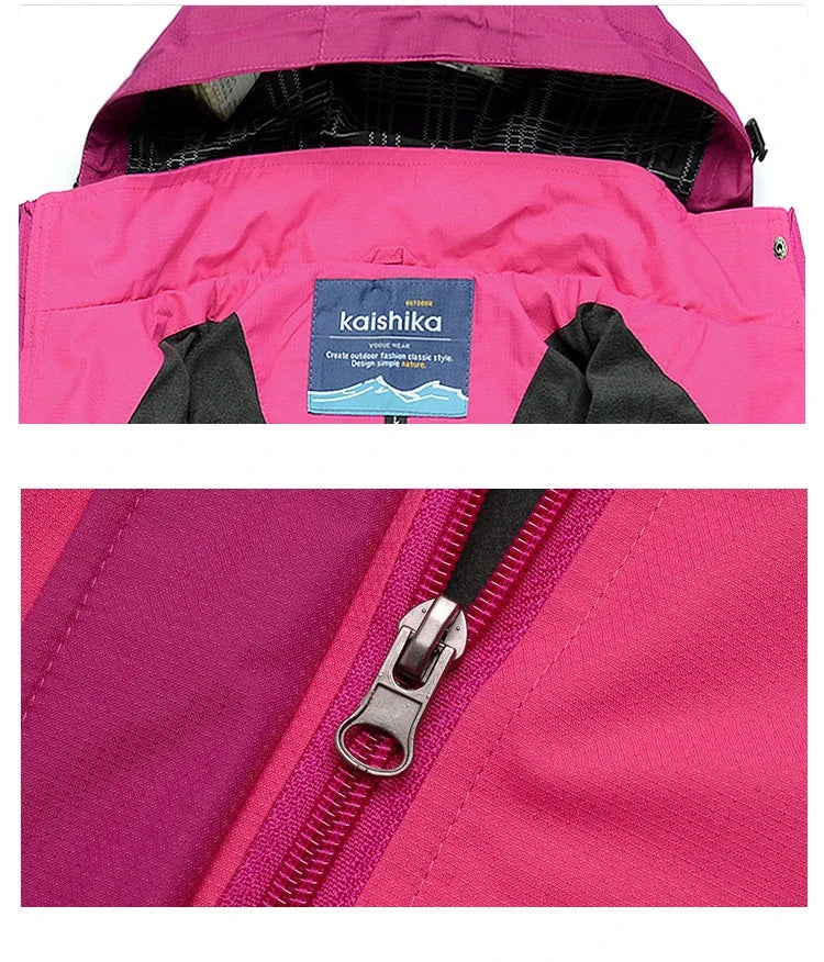 Women Autumn Trekking Jacket Outdoor Hiking Rain Coat Windbreaker Waterproof Hooded Camping Cycling Climbing Warm