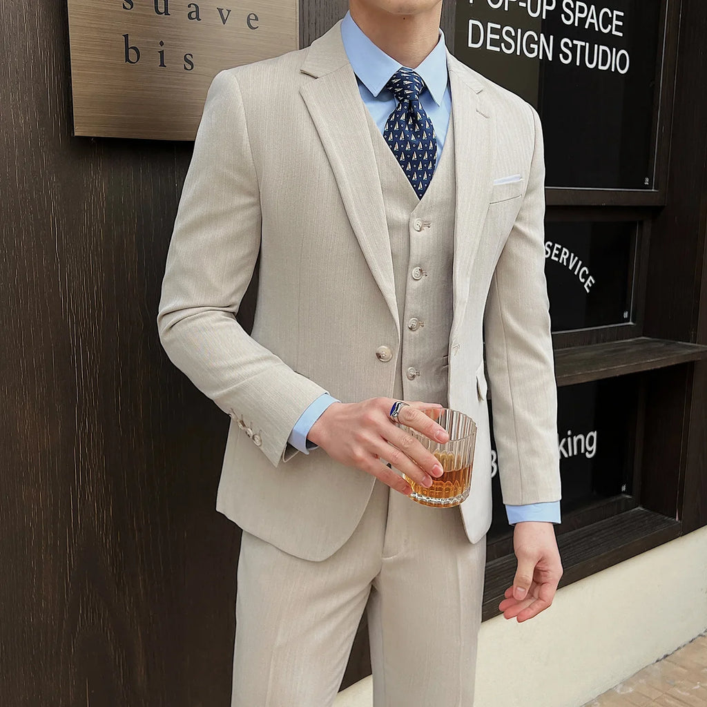 New High-quality Men's Three-Piece Suit Set