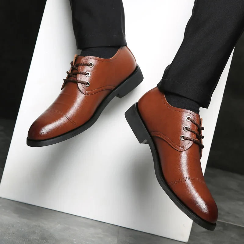 Mens Formal Business Oxford Shoes Classic Leather Dress Shoes for Wedding and Office