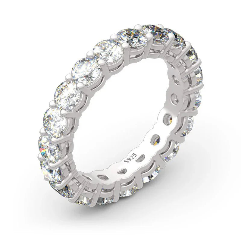 Personalized Moissanite Full Eternity Bands 925 Sterling Silver Ring For Women Girl Fine Jewelry 5mm 3mm D Moissanite Ring