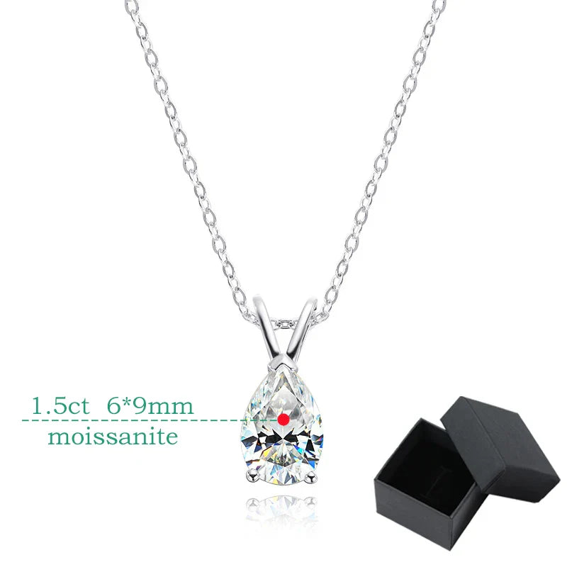 18k Plated Pear Cut 1.5CT Moissanite Diamond Necklace for Women 6*9mm Pendant 100% 925 Sterling Silver Jewelry Wholesale
