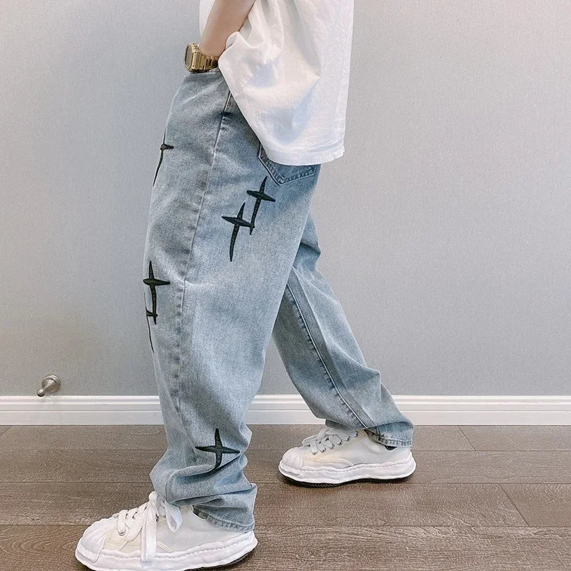 Wide Leg Cargo Pants men Streetwear Baggy mens Jeans
