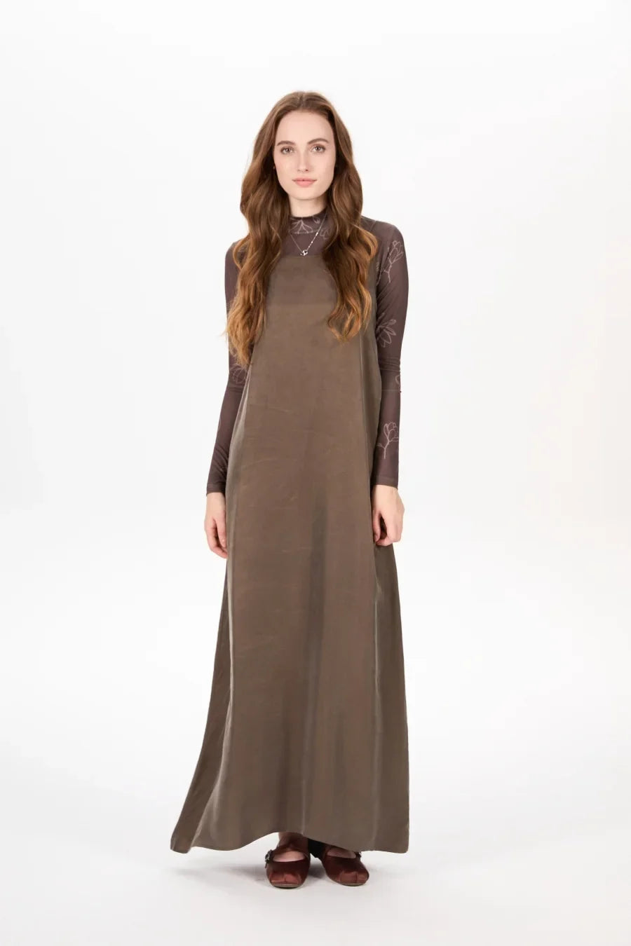 AW25 super soft high quality expensive cupro collection shirt + slip dress + skirt + print mockneck woman matching set