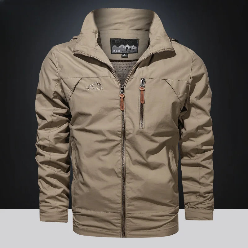 Windbreaker Men Tactical Jacket Waterproof Outdoor Hooded Coat Sports Military Field Climbing Thin Outwear Streetwear Coat
