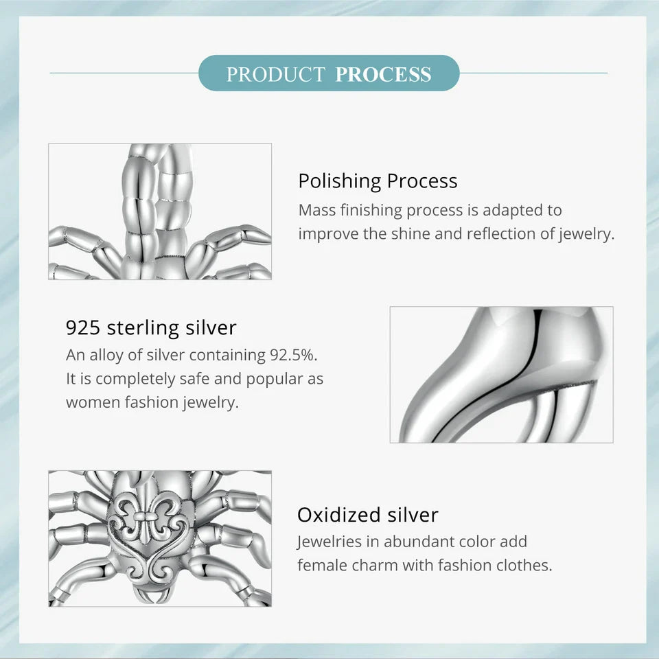 925 Sterling Silver Scorpion Pendant Necklace Platinum Plated Neck Chain for Women Party Fine Jewelry Gift