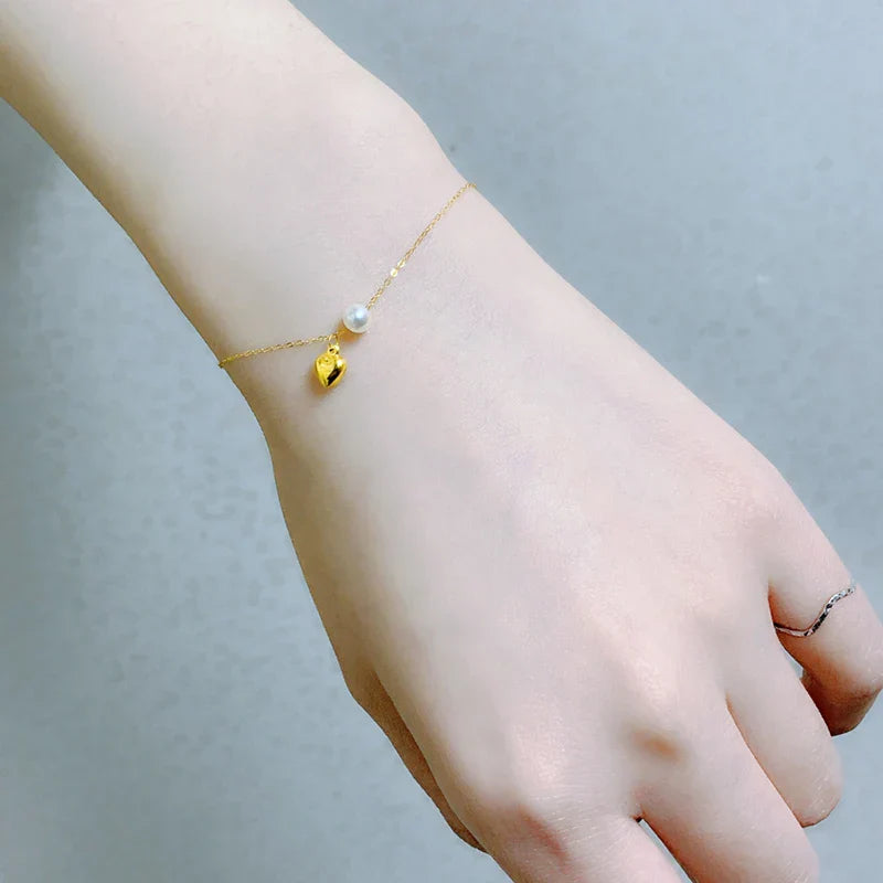 Real 18K Yellow Gold Bracelet Au750 Fine Jewelry Wedding Gift Bridal Box Brand Trendy Chains For Women
