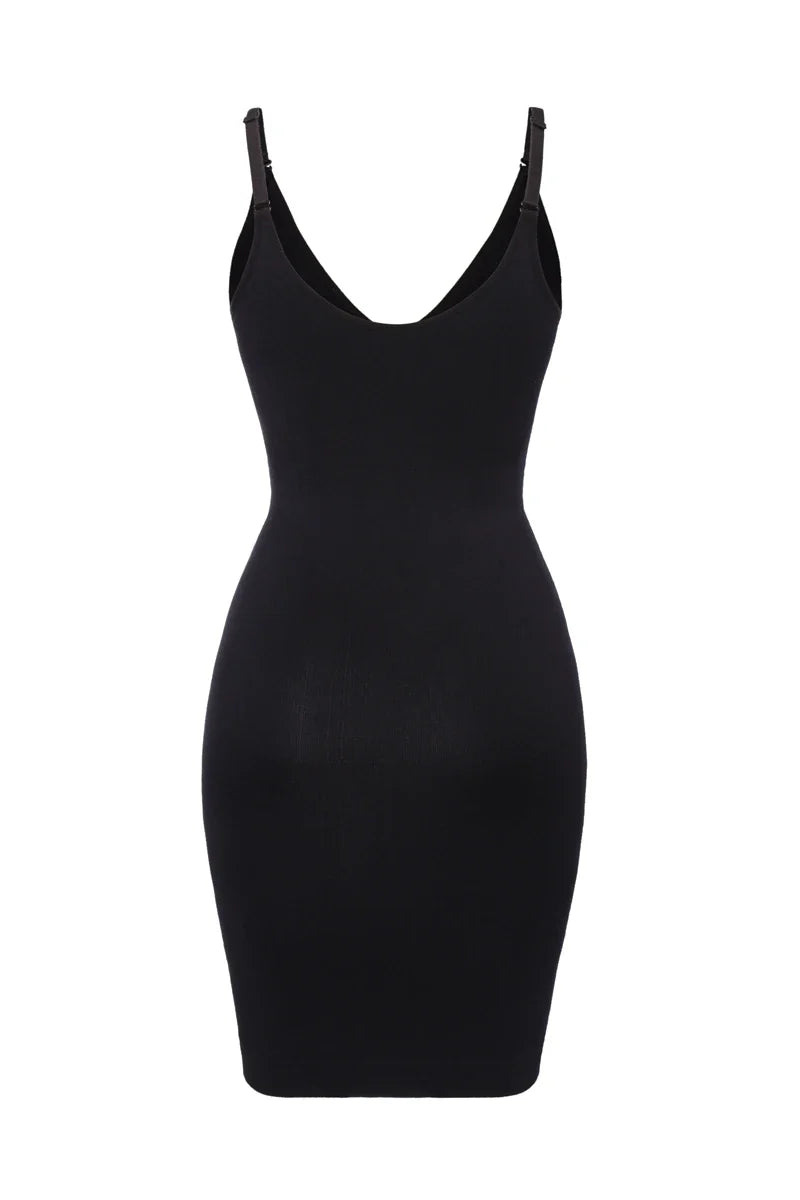 Sexy Full Slip Shapewear Women Dress V Neck Bodycon Underwear Smooth Compression Body Shaper Slimming Waist Abdomen Belly Corset