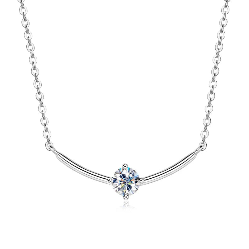 Minimalist Choker Necklace For Women 925 Sterling Silver 5mm 0.5ct Moissanite Pendant Necklace Delicate Daily Jewelry Gift
