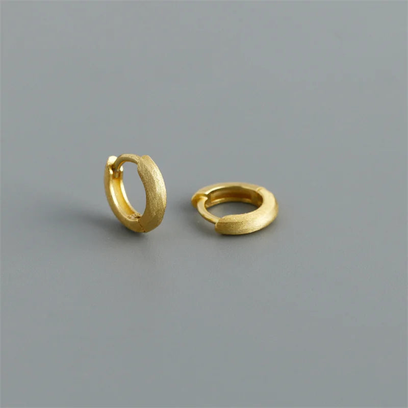 Real 925 Sterling Silver Minimalist Bohemian Round Ear Buckle for Women Punk Unisex Rock Hoop Earring Jewelry Accessories