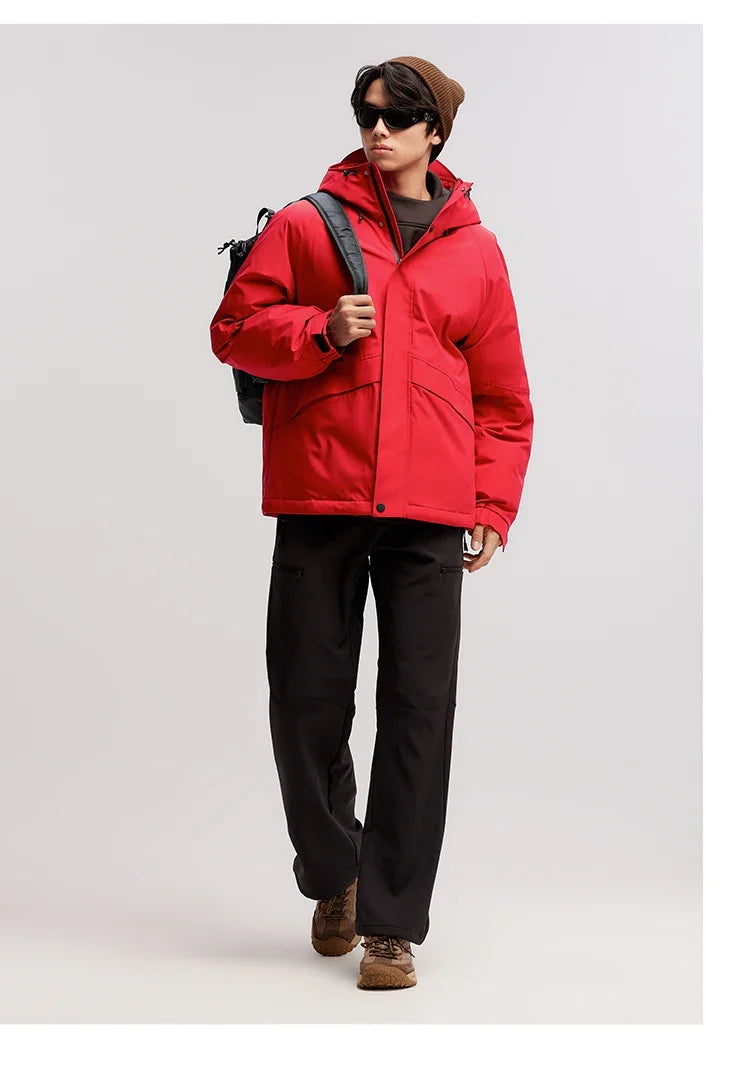 Down Jacket Men Mid-Length 2026 Winter New RainproofStain-ResistantOil-Proof Windproof Loose Hooded Versatile Down Jacket