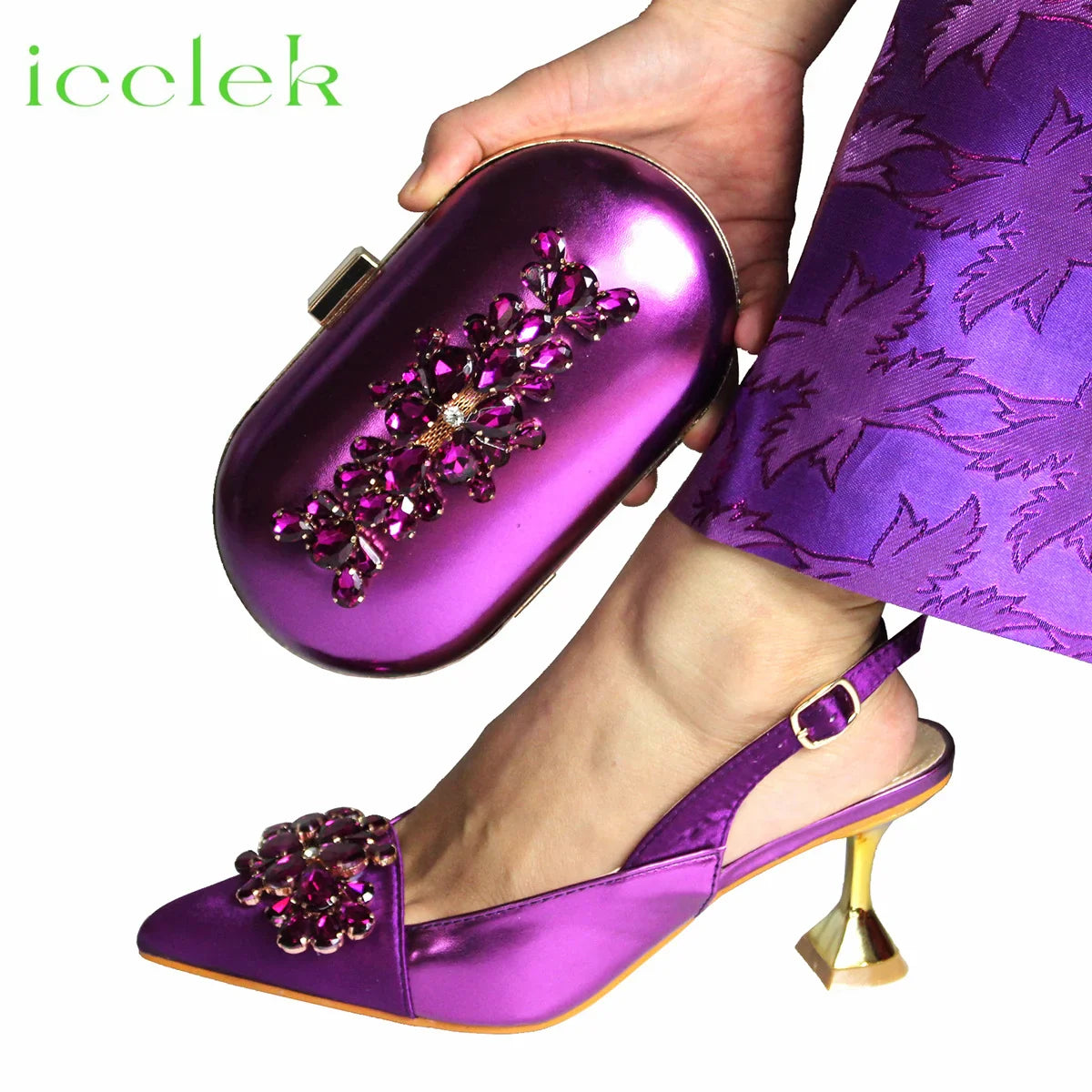 Comfortable Heels and Bag Set in Red Color for Party
