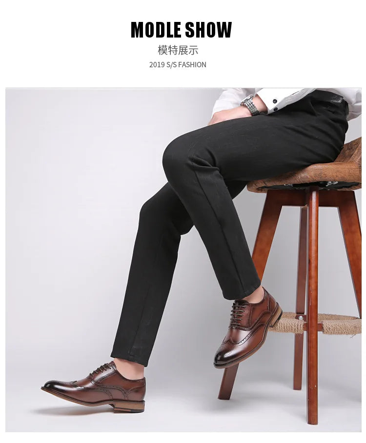 Autumn New Genuine Leather Business Dress Shoes Men Carved Brock Men's Shoes Leather Office Gentleman Oxfords Shoe