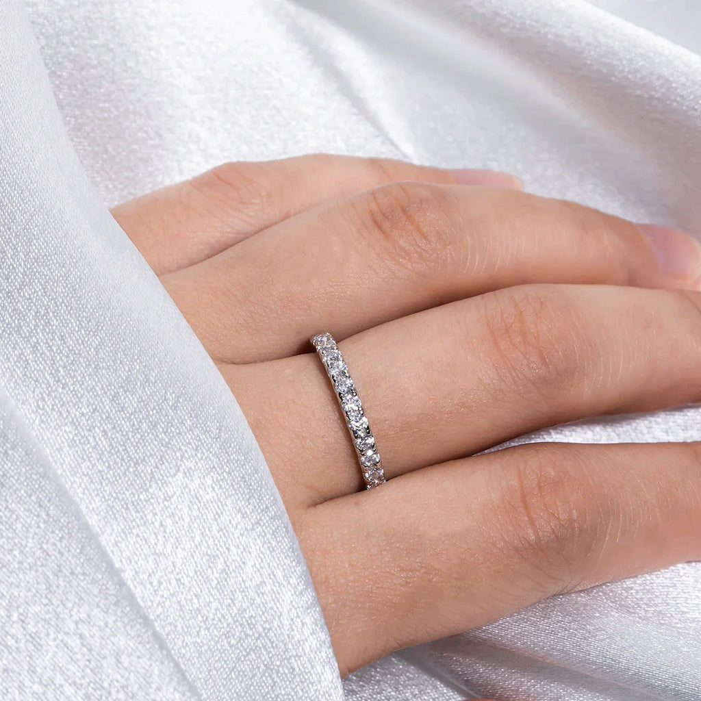 1.9MM D Color Moissanite Diamond Band Ring 18K Gold Plated Silver  Wedding  Rings Jewelry Wholesale