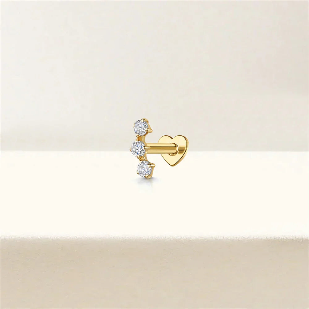 Heart Round Ball Flat Helix Piercing Earring 925 Sterling Silver Ear Studs Geometric Zircon Exquisite Trinket Studs Aretes