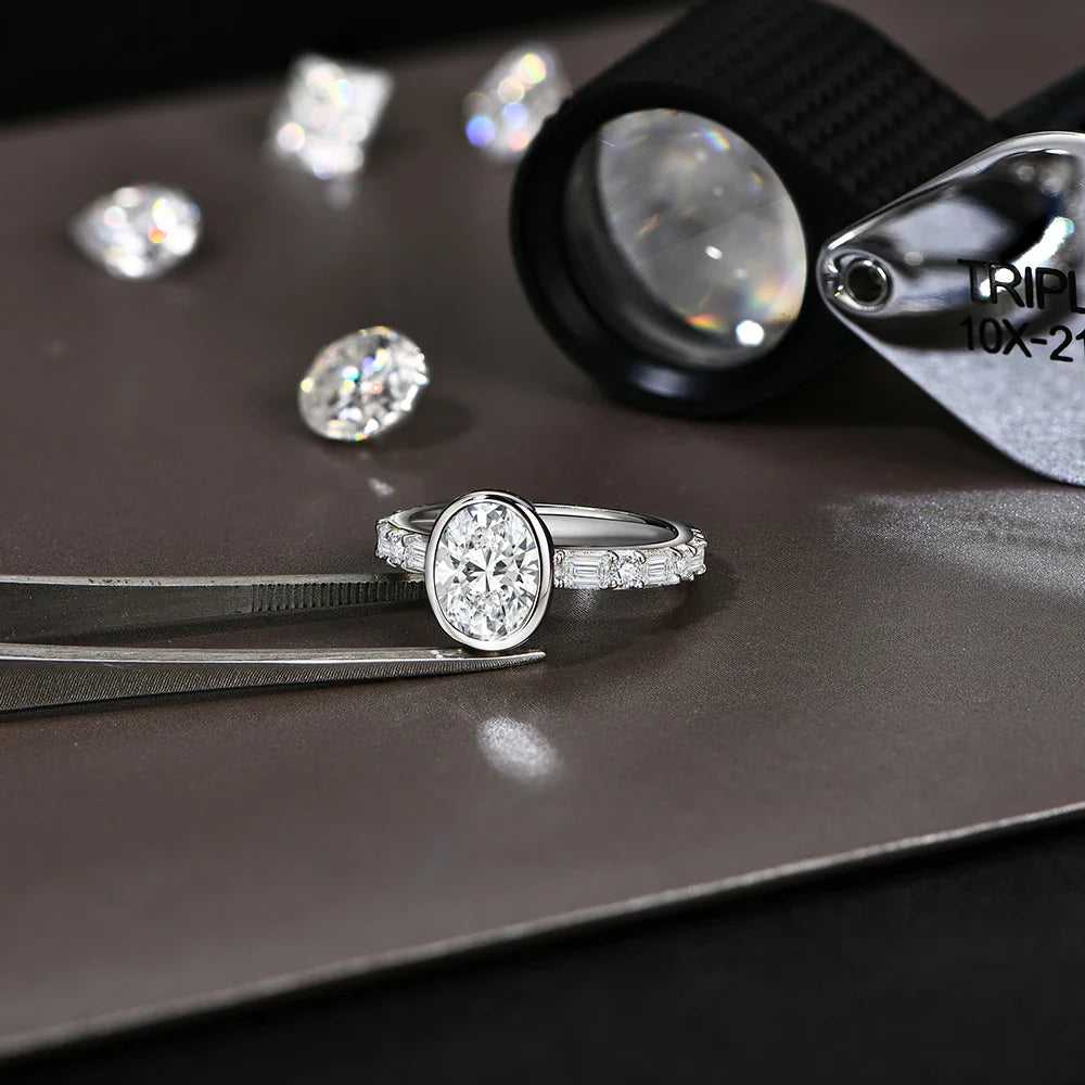 Top Quality Oval Cut 2.0CT Moissanite Rings for Women 925 Sterling SIlver Engagement Ring Jewelry Gift With Certificate
