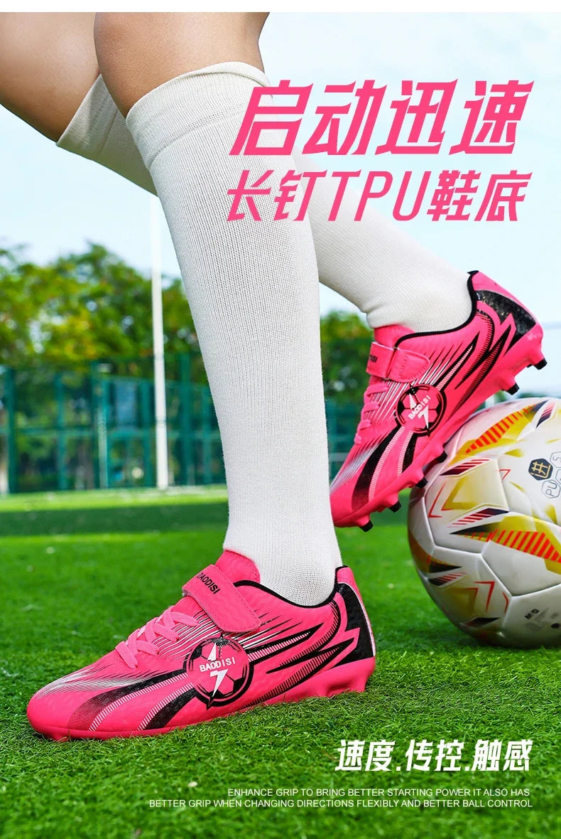 Youth Kids Professional Soccer Cleats Football Boots Non Slip Breathable Lightweight Training Shoes Boys Girls Match Sneakers