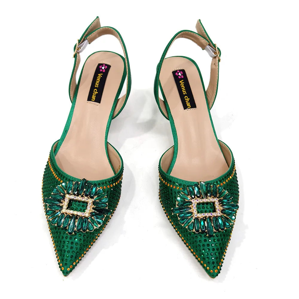 African Style Women's Shoes Mixed With BlackGold High Heels Pointed At The Dinner Party Nigerian Women's Shoes