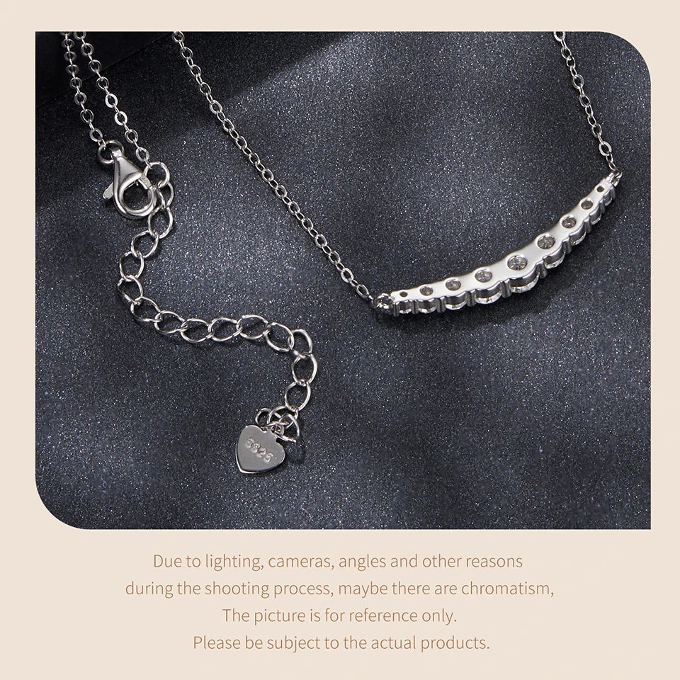 Moissanite Smile Necklace, Round Brilliant Cutting Lab Grown Diamond Gold Plated 43cm 925 Sterling Silver Necklaces