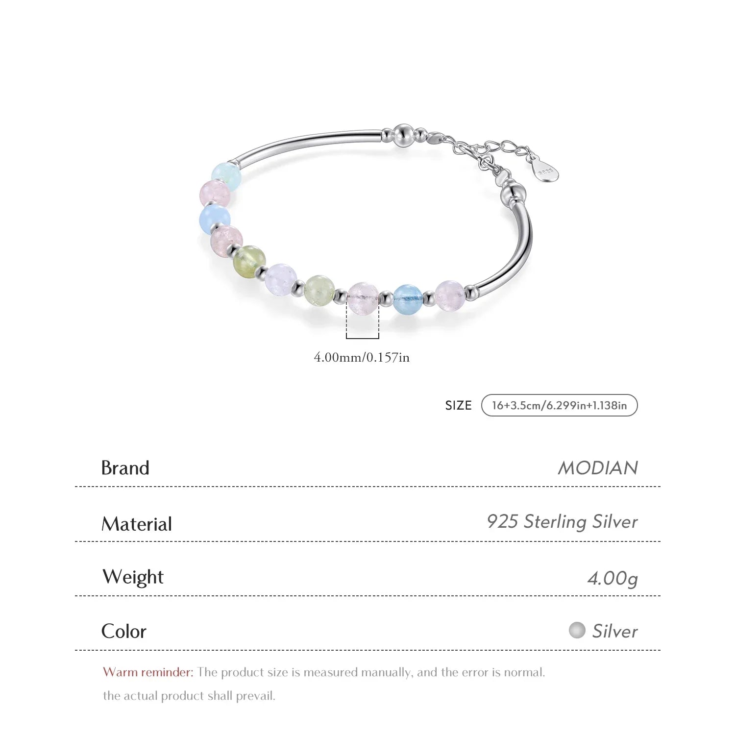925 Sterling Silver Colorful Beads Crystal Charms Bracelet Fashion New Luxury Bangle Chain For Women Party Jewelry