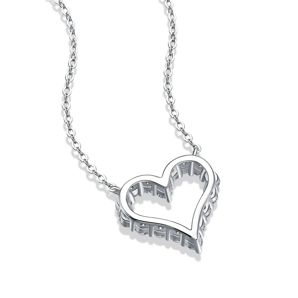 Korean Fashion Heart Shaped Moissanite Pendant Necklace for Women S925 Silver Diamond Clavicle Chain Birthday Party Jewelry Gift