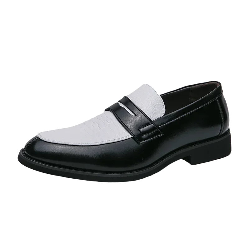 Fashion Color Mixed Mens Party Loafers Black White Business Leather Shoes Luxury Goods Summer New Coffee White Slip-On Shoes