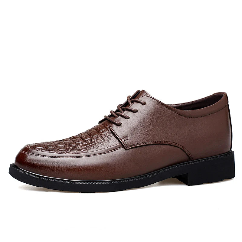 Luxury Brand Men Casual Flats Genuine Leather Business Oxford Shoes Antiskid Gentleman Shoes Crocodile Pattern Formal Dress Shoe