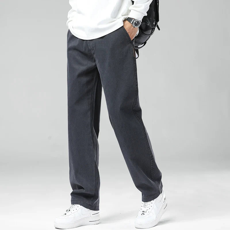 Straight Fashion Lyocell Casual Pants Men Breathable Stretch Korean Loose Trousers Trendy Wide-leg Men's Pants Plus Size M-5XL