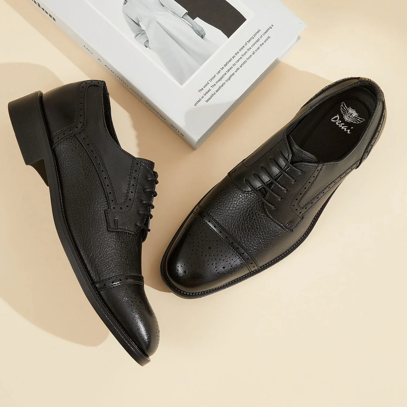 Men Summer PU Round Toe Lace Up Height Increase Business Formal Dress Shoes Breathable Anti-Slip For Office Work Shoes