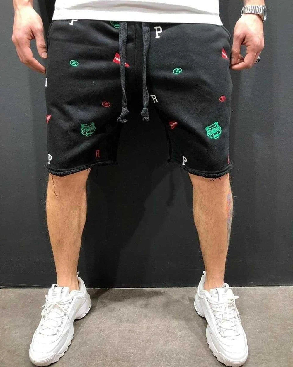 Mens Skinny Cotton Sporting Running Shorts Streetwear Bodybuilding Embroidered Fitness Short pants Jogger Gyms sport Shorts