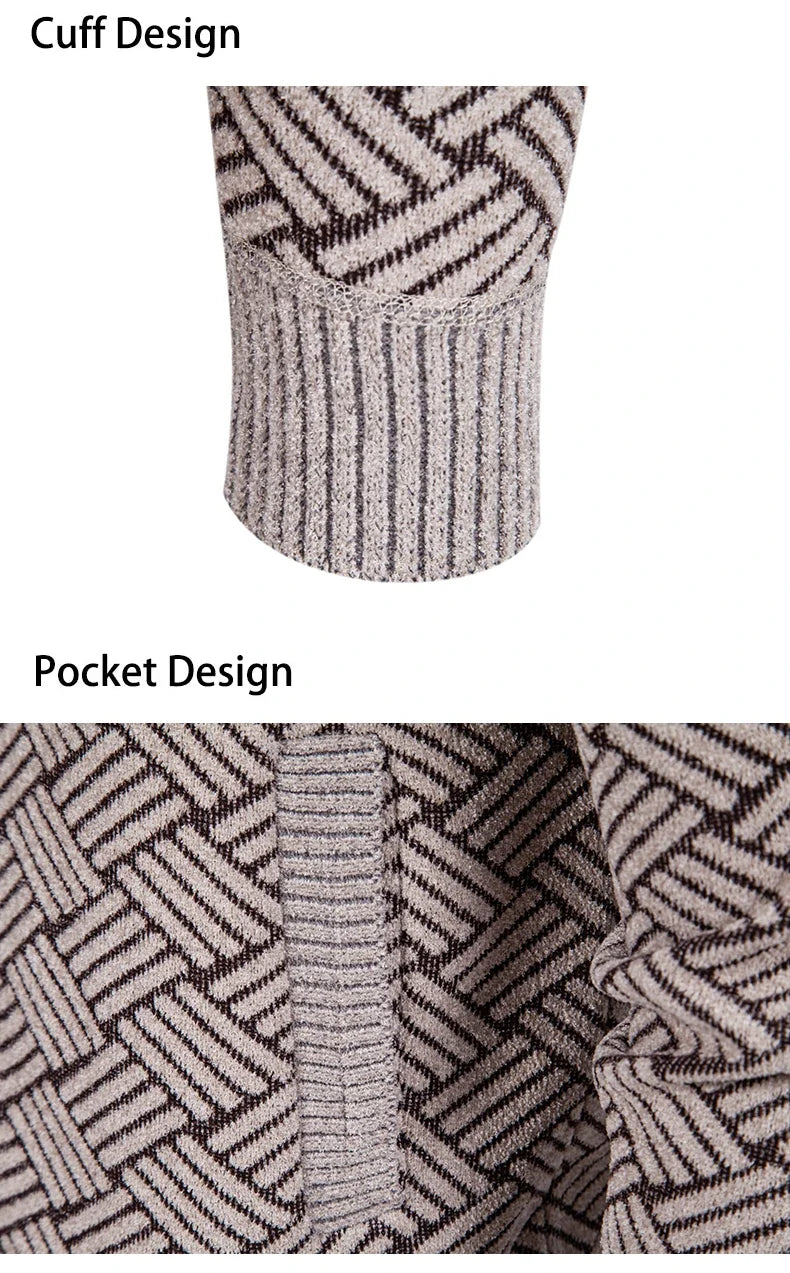 Mens Thickened Cardigan Full Zipper Fleeced Sweaters Knit Jackets Hooded Sweater Coat Autumn Winter Padded Clothes