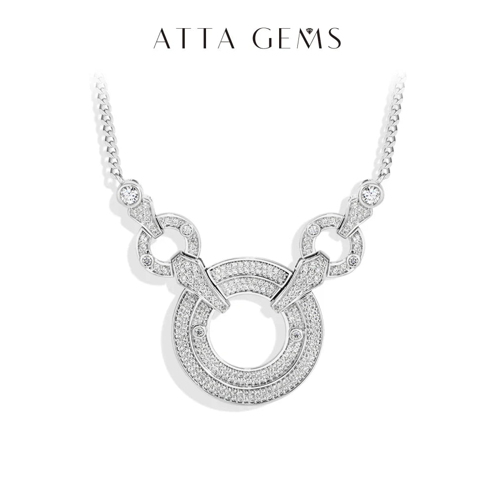 Big Round Luxury Moissanite Necklaces 925 Sterling Silver 18K Gold Luxury Pendant for Women Engagement Wedding Jewelry