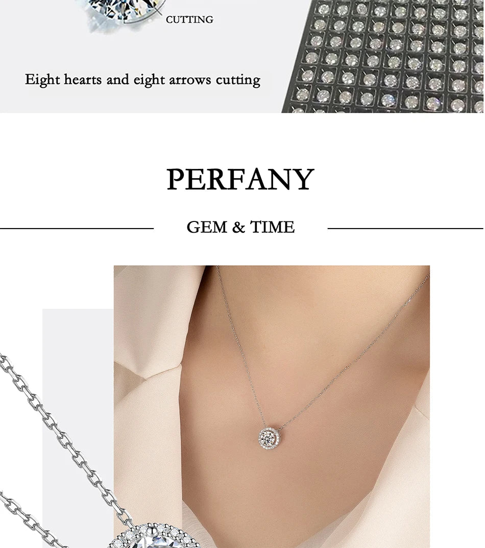 0.5/1/2CT Moissanite Necklace for Women S925 Pure Silver Round Laboratory Diamond Pendant Fashionable Wedding Jewelry